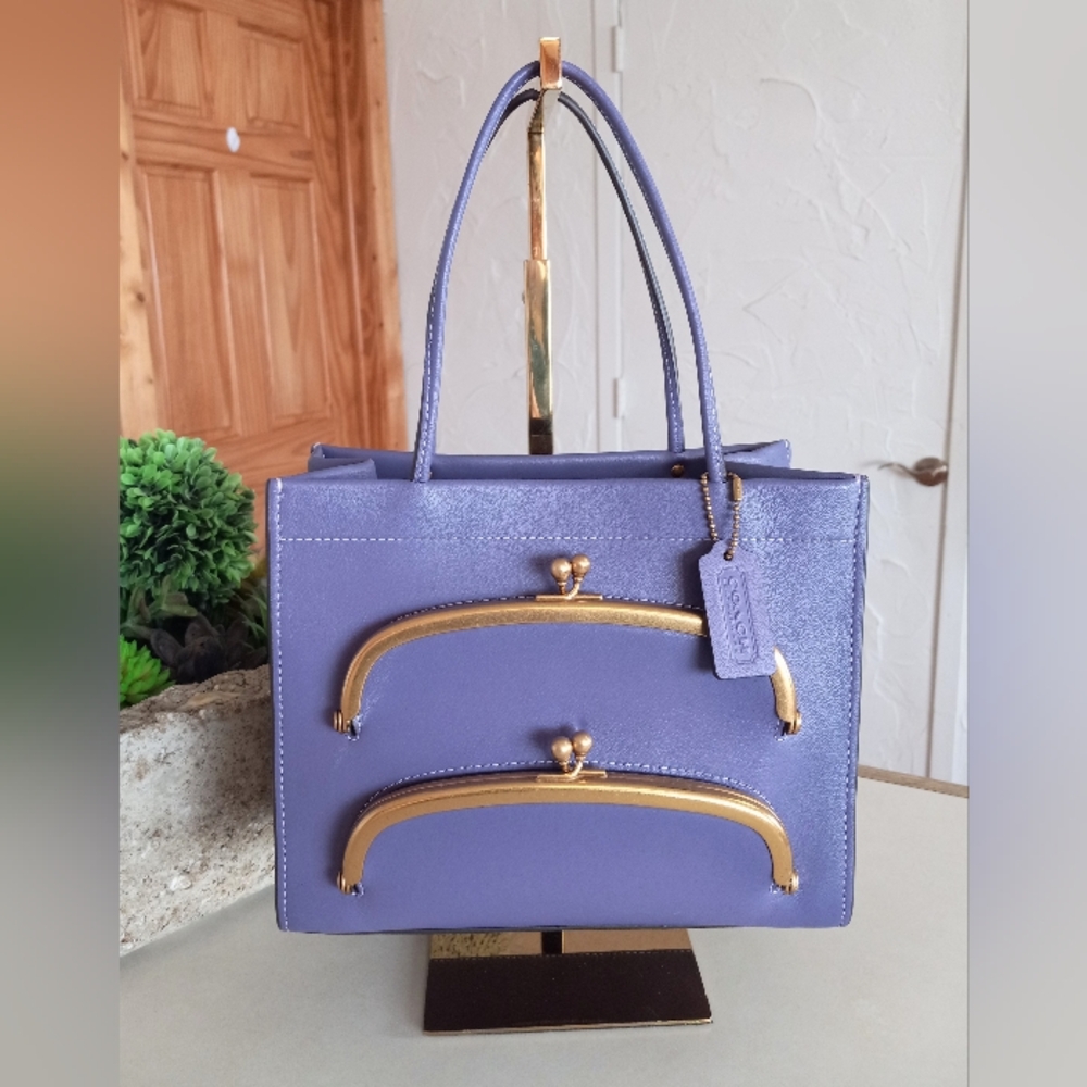 Coach Cashin Carry Tote 22, Double Kisslock, Purple - Picture 4 of 15